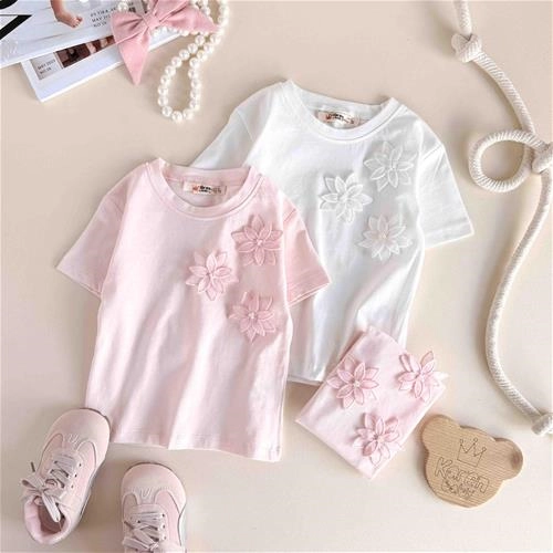 تیشرت گل برجسته 2 سال تا 6 سال کد 10571