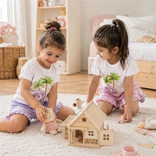 دوتیکه تیشرت شلوارک طرح نخل 2 تا 5 سال کد 10491