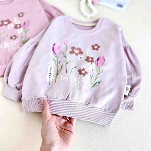 دوتیکه بلوز و شلوار دورس طرح گل بچگانه 3 تا 18 ماه کد 10668