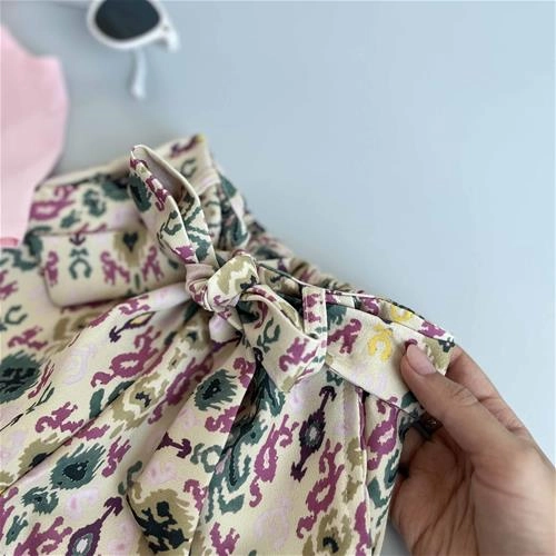 دوتیکه تاپ و شلوار طرحدار 6 سال تا 12 سال کد 206275