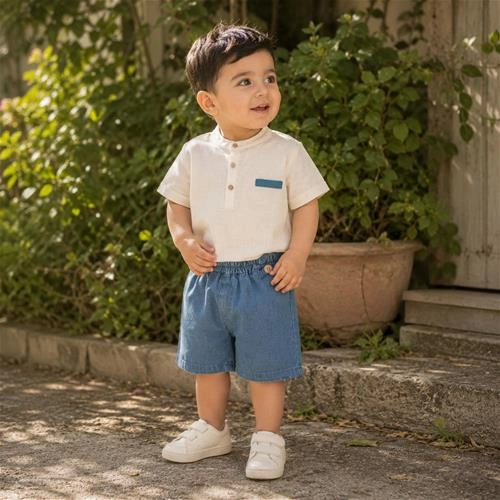 پیراهن سه دکمه بچگانه 9 ماه تا 5 سال کد 10593