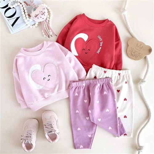 دوتیکه دورس و شلوار طرح قلب 2 سال تا 5 سال کد 10654