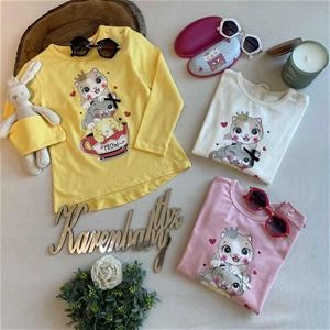 بلوز دخترانه طرح گربه ۱ سال تا ۴ سال کد 924136