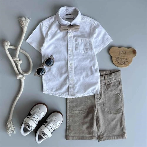 پیراهن سفید آستین کوتاه 2 سال‌ تا 10 سال کد 206331