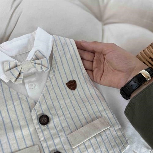 چهارتیکه جلیقه راه راه 6 ماه تا 36 ماه کد 211426