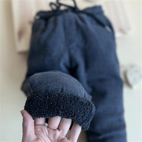 شلوار جین داخل کرک رنگ ذغالی 2 سال تا 12 سال کد 171351 - 171352