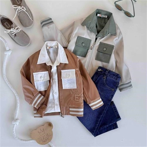 سه تیکه سویشرت چرم جیبدار شلوار 1 سال تا 4 سال کد 9418