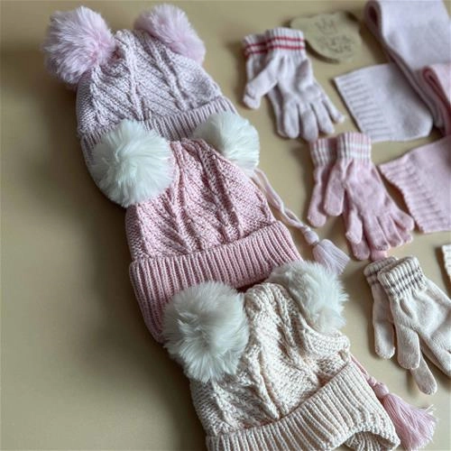 شال کلاه بافت دو پوم 2 سال تا 8 سال کد 1711108-3