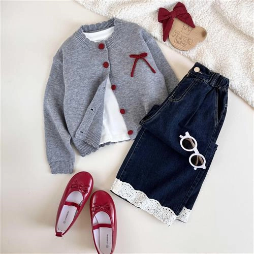 سه تیکه بلوز شلوار و کت بافت بچگانه 6 تا 11 سال کد 9748