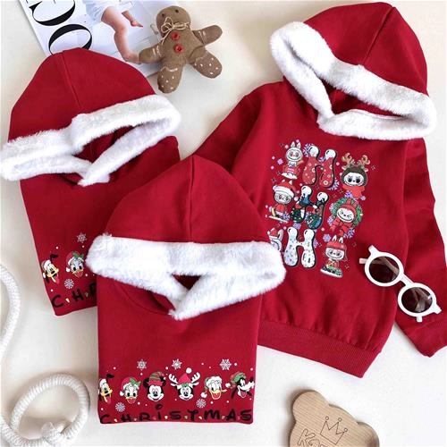 هودی قرمز طرح کریسمسی 3 سال تا 8 سال کد 10090