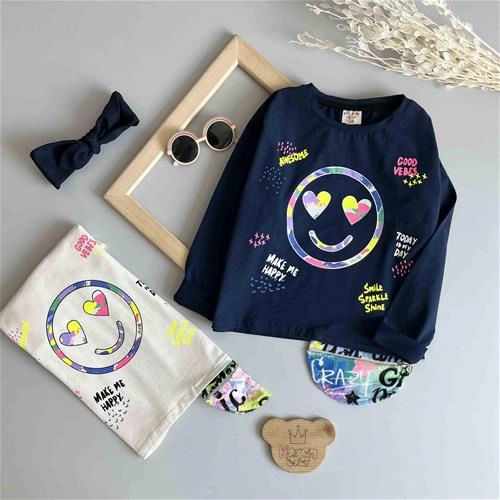 بلوز دخترانه طرح لبخند 8 سال تا 13 سال کد 183125