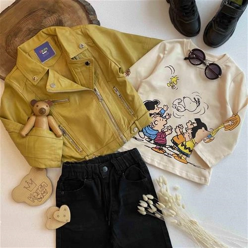 سویشرت چرم طرح سه زیپدار 4 سال تا 9 سال کد 152203