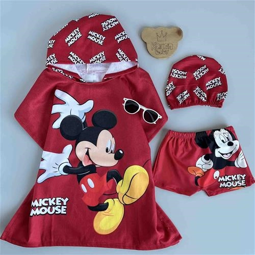 مایو سه تیکه حوله دار میکی 2 سال تا 8 سال کد 206323