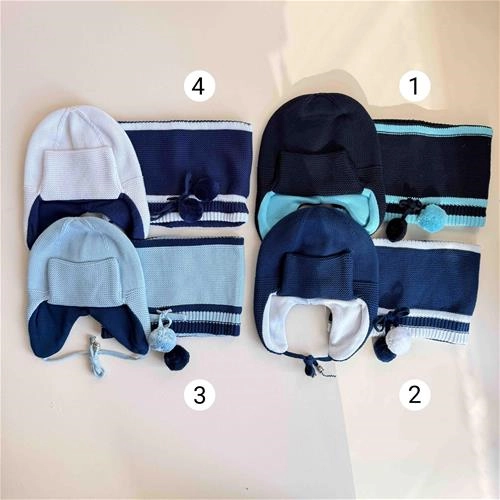 شال کلاه بافت گوشدار بچگانه 1.5 سال تا 6 سال کد 10137