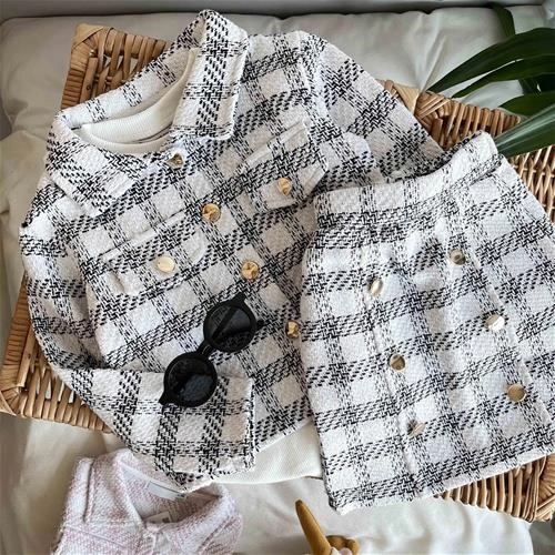 سه تیکه کت تیشرت دامن چهارخونه 3 سال تا 10 سال کد 211185