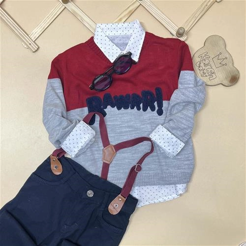 چهار تیکه بافت طرح نوشته 2 سال تا 6 سال کد 171295