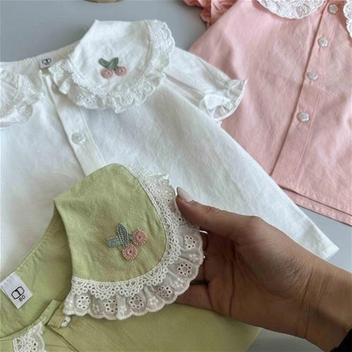 شومیز آستین کوتاه طرح گیلاس 1 سال تا 5 سال کد 205371