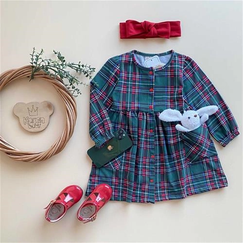 سارافون طرح چهارخانه 2 سال تا 6 سال کد 171371