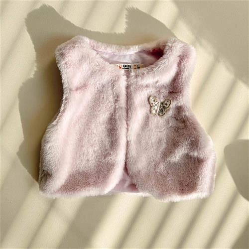 سه تیکه بلوز و شلوار جلیقه دار طرح پروانه 1 سال تا 4 سال کد 9881