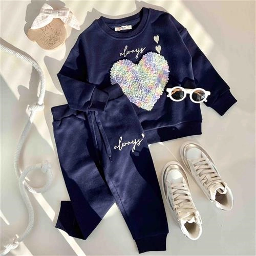 دوتیکه دورس سه نخ طرح قلب 2 سال تا 8 سال کد 10059