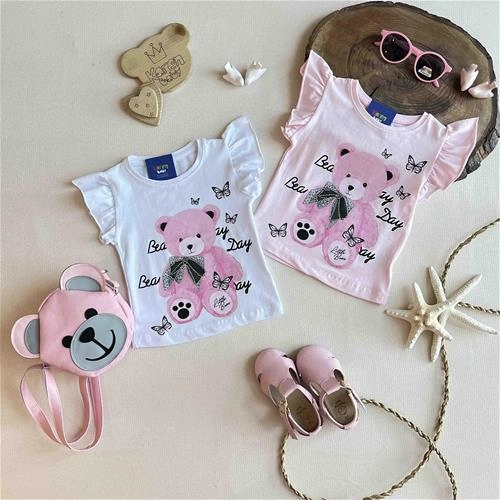 تیشرت طرح خرس و پروانه 0 تا 8 سال کد 161166