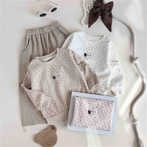بلوز دورس بچگانه طرح گل گلی قلب 1/5 تا 5 سال کد 10288