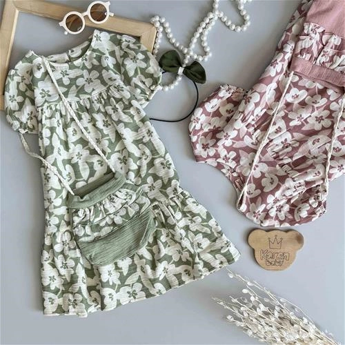 سارافون دخترانه لینن 6 سال تا 9 سال کد 191278