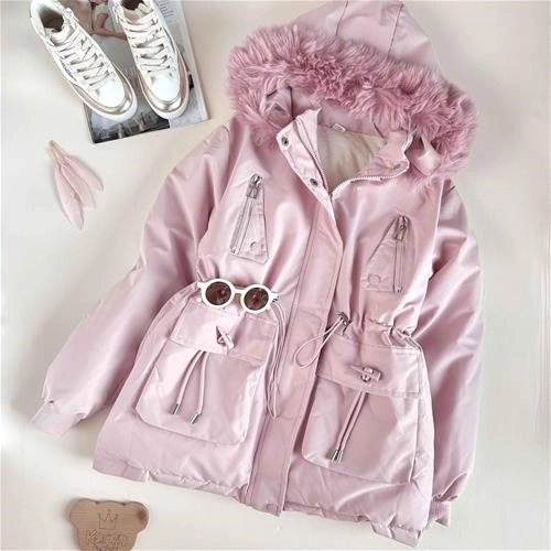 کاپشن کلاه خز صورتی 7 تا 12 سال کد 9934