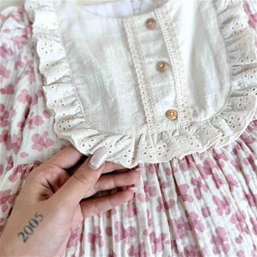 سارافون گل گلی بچگانه 2 سال تا 5 سال کد 9887