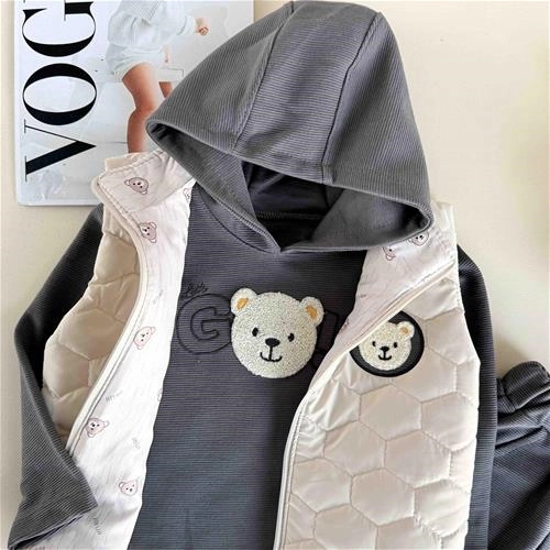 سه تیکه هودی و شلوار پافردار طرح تدی 3 تا 5 سال کد 10665