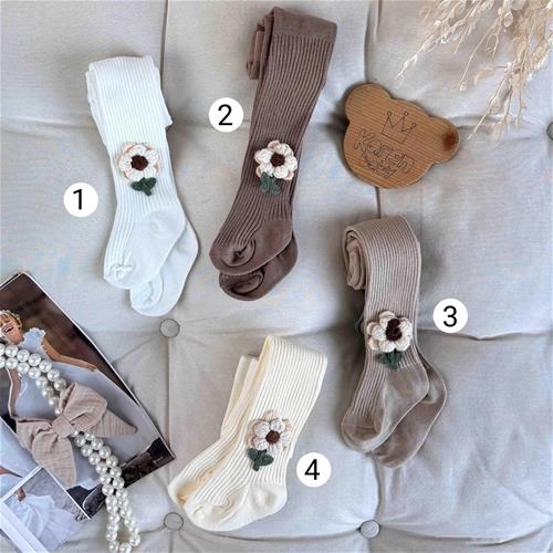 جوراب شلواری بچگانه کبریتی طرح گل 6 ماه تا 4 سال کد9685