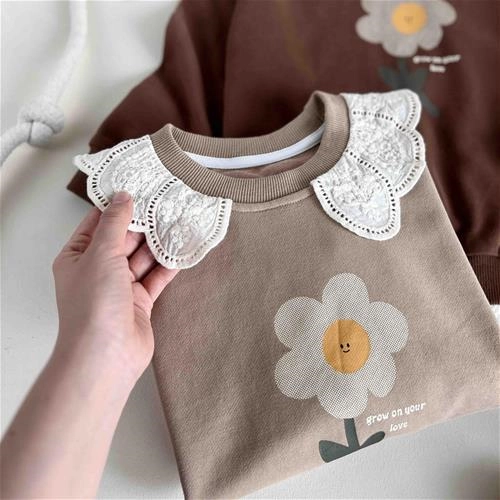 بلوز دورس یقه گیپور طرح گل 8 تا 12 سال کد 10369