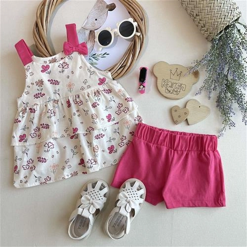 دوتیکه تاپ شلوارک گل گلی 1 سال تا 5 سال کد 161271