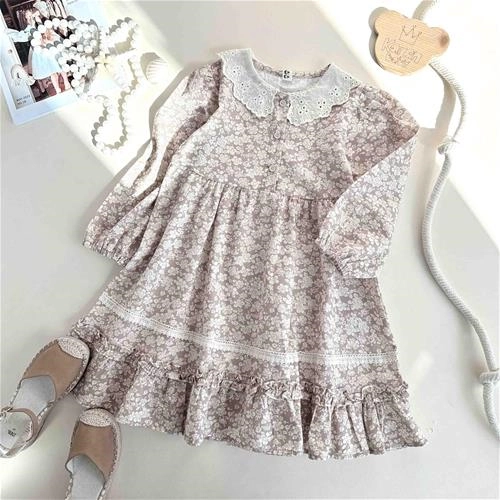سارافون بچگانه یقه بی بی طرح گل‌گلی 6 سال تا 10 سال کد 10357