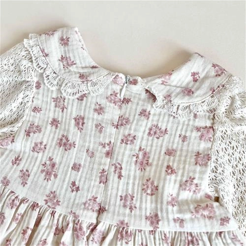 سارافون گل گلی آستین دانتل کد 9889