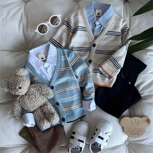 سه تیکه جلیقه بافت و پیراهن شلوار 9 ماه تا 2 سال کد 211111