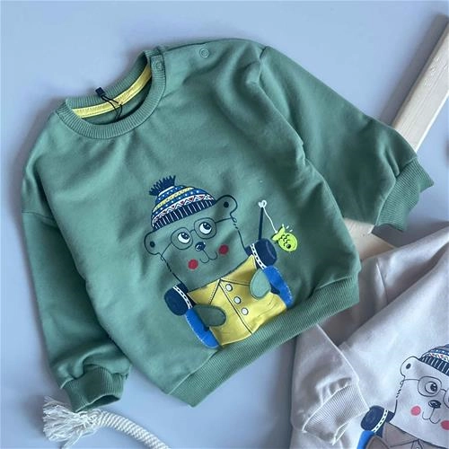 بلوز طرح خرس ماهی گیر 6 ماه تا 18 ماه کد 181262