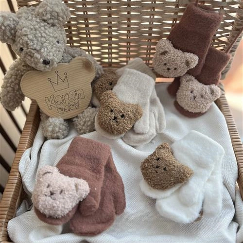 دستکش بافت تدی ساده 9 ماه تا 5 سال کد 214111