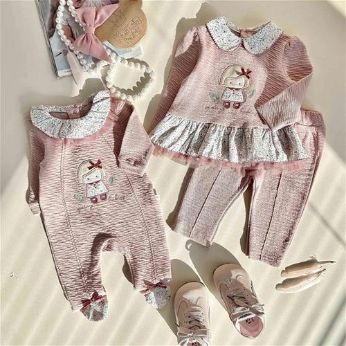 دوتیکه و سرهمی موسلین دختر  nb تا 24 ماه کد 10067