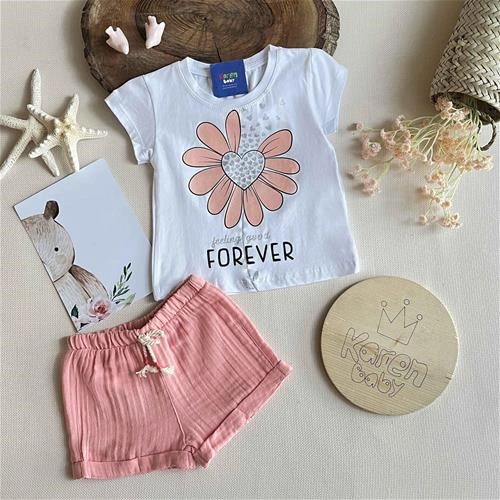 تیشرت طرح گل و قلب 0 تا 4 سال کد 161176