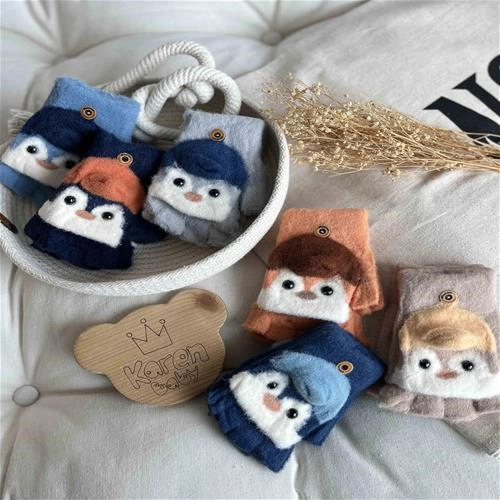 دستکش انگشتی بافت طرح  پنگوئن 3 سال تا 8 سال کد 214161