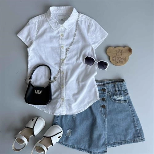 شومیز سفید دخترانه 8 سال‌ تا 12 سال کد 206348