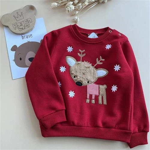 دوتیکه بلوز شلوار کرکدار طرح گوزن 9 ماه تا 3 سال کد 171375