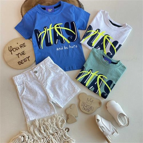 تیشرت جلو نوشته 1 سال تا 4 سال کد 161135