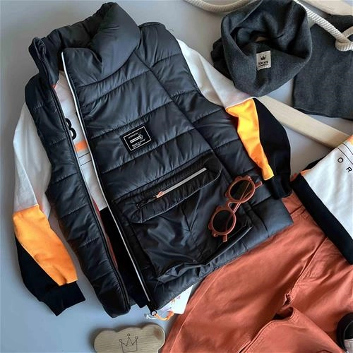 دوتیکه پافر پسرانه طرح زیپ کج 5 سال تا 8 سال کد 171181