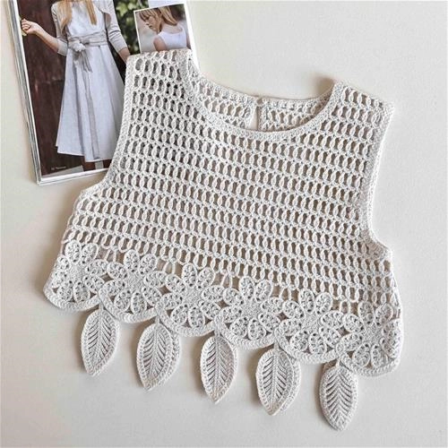 دو تیکه بلوز و جلیقه قلاب بافی مجلسی 6 سال تا 9 سال کد 10238