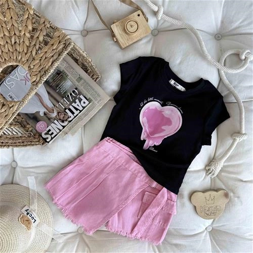 تیشرت مشکی قلب 10 سال تا 14 سال کد 9660(221128)