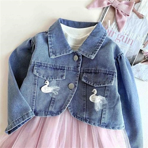 دوتیکه کت سارافون طرح قو 3 سال تا 7 سال کد 10205