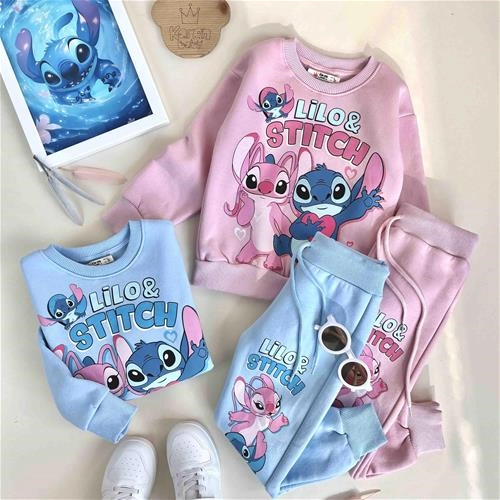 دوتیکه بلوز و شلوار داخل کرکی استیچ 3 سال تا 10 سال کد 10119