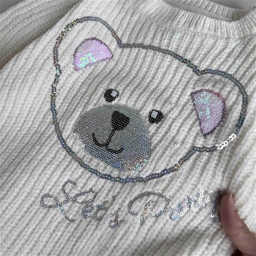 پلیور بافت مخملی طرح تدی 4 سال تا 14 سال کد 212240